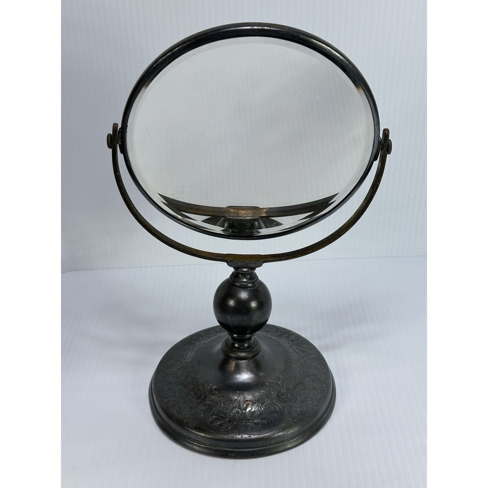 Antique Derby Silver Co 6810 Victorian Silverplate Beveled Vanity Dresser Mirror